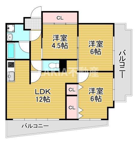 フレアコート京橋(3LDK/6階)の間取り写真