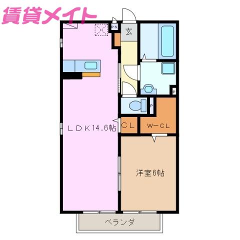 ティーズスクエアー(1LDK/2階)の間取り写真
