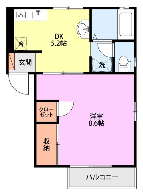 マイネル(1DK/2階)の間取り写真