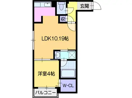 ヴォヤージュ豊平(1LDK/1階)の間取り写真