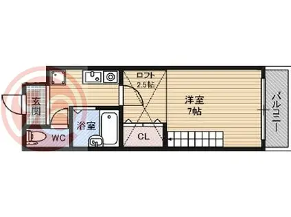 レスポワル新町(1K/3階)の間取り写真
