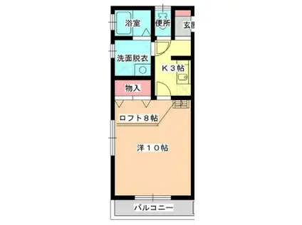 コーポ小坂(1SK/2階)の間取り写真