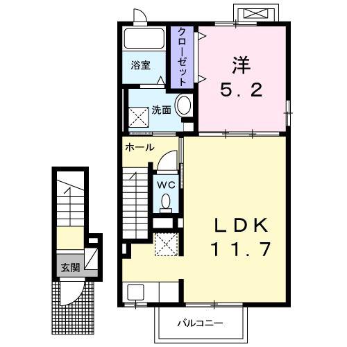 メゾン ラフレシール(1LDK/2階)の間取り写真