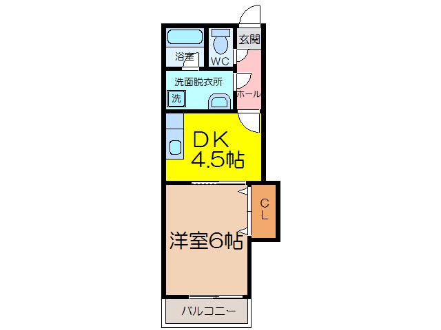 カルディア本庄(1DK/2階)の間取り写真