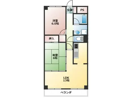 ダイヤメゾン戸田公園(2LDK/4階)の間取り写真