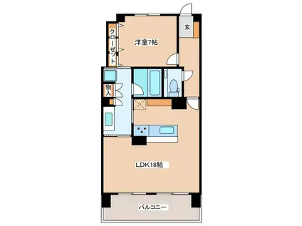 アルビオアルファ渚ガーデンII(1LDK/5階)の間取り写真