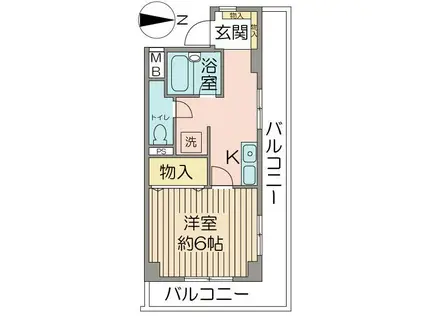 YMO弦巻(1K/3階)の間取り写真