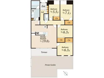 プレステージ吉祥寺(3LDK/1階)の間取り写真