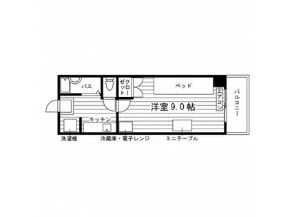 カサヴェール片岡3(1K/2階)の間取り写真