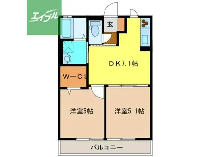 セリージェII(2DK/2階)の間取り写真