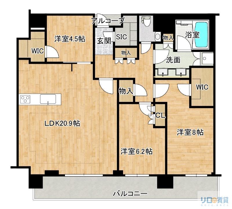 ジオタワー宝塚グランレジス(3LDK/32階)の間取り写真