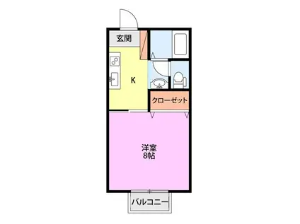 PEACE東明(1K/1階)の間取り写真