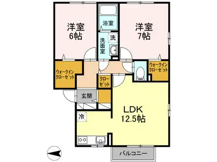 ザ・ギャラリーABCDEF(2LDK/2階)の間取り写真