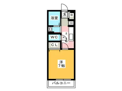 ノース・マウンテンII(1K/1階)の間取り写真