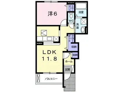 ヒルズハウス(1LDK/1階)の間取り写真