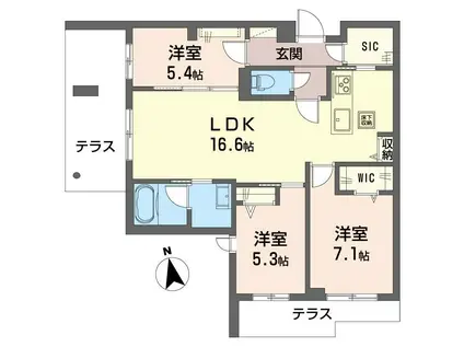 グランド ヒルズ(3LDK/1階)の間取り写真