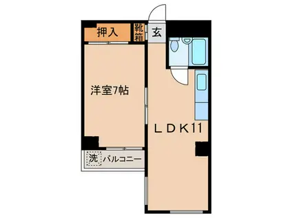 メゾンイワタ(1LDK/4階)の間取り写真