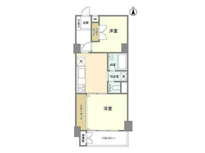 三軒茶屋サンハイツ(2K/6階)の間取り写真