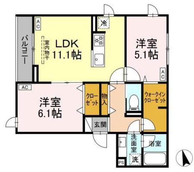 グラナーデ江戸川B(2LDK/2階)の間取り写真