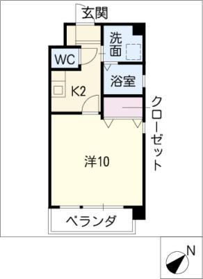 パークハイツ元八事(1K/1階)の間取り写真