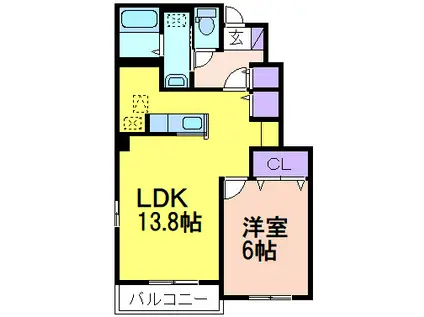 エレガンス B(1LDK/1階)の間取り写真