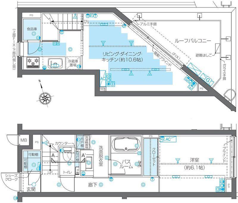 ZOOM広尾(1LDK/4階)の間取り写真