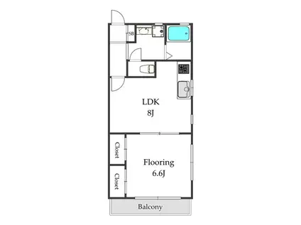 PARK WAY(1LDK/2階)の間取り写真