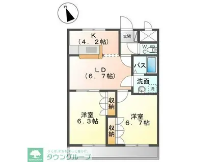 プラネット(2LDK/1階)の間取り写真