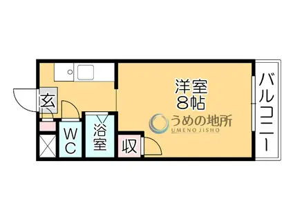 江崎ガーデンビル(ワンルーム/2階)の間取り写真