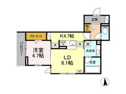 ヴィラパルム(1LDK/2階)の間取り写真