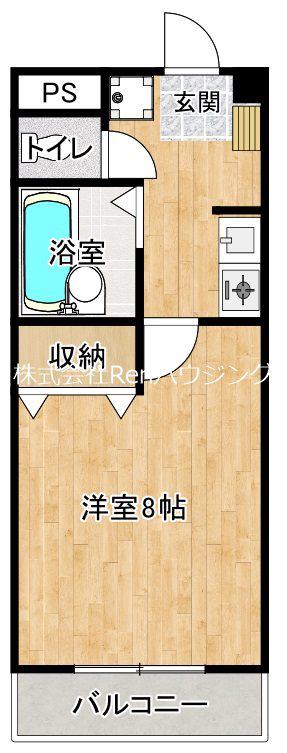 グランディール矢三D(1K/3階)の間取り写真