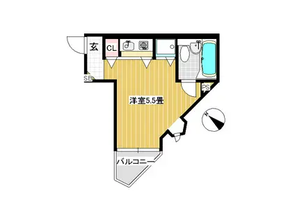 グランパーク南町(ワンルーム/4階)の間取り写真