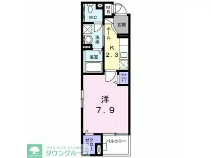 フルーヴ(1K/3階)の間取り写真