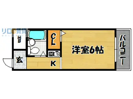 ヘルメスII(1K/2階)の間取り写真