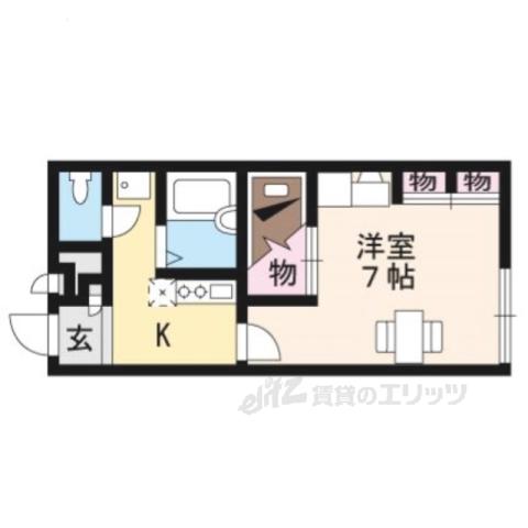 レオパレス伏見(1K/1階)の間取り写真