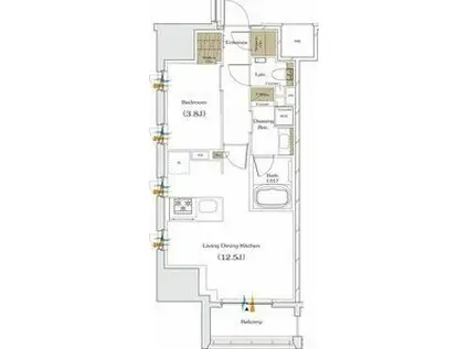 ザ・パークハビオ谷町六丁目クロス(1LDK/10階)の間取り写真