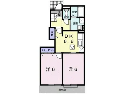 グランデ・フォルテ II(2DK/1階)の間取り写真