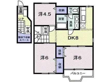 ライジングヒルズ(3DK/2階)の間取り写真
