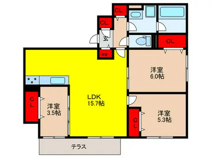 LU CASA(3LDK/1階)の間取り写真