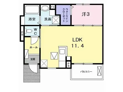 エルハーベン幟町(1LDK/1階)の間取り写真
