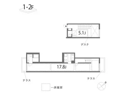 33 1/3 RPM(1LDK/1階)の間取り写真