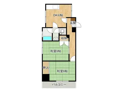 久留米中央ビル(2DK/5階)の間取り写真