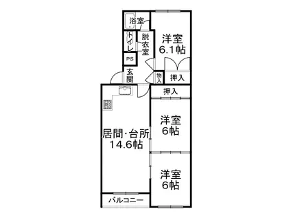 コーポ光南第一(3LDK/1階)の間取り写真