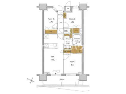 RJRプレシア東十条ガーデン(3LDK/14階)の間取り写真