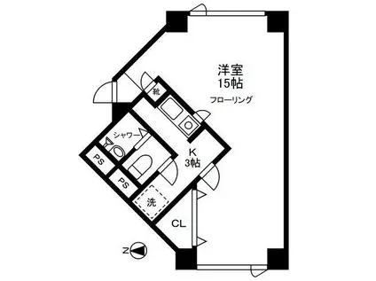 麻布イースト(1K/3階)の間取り写真