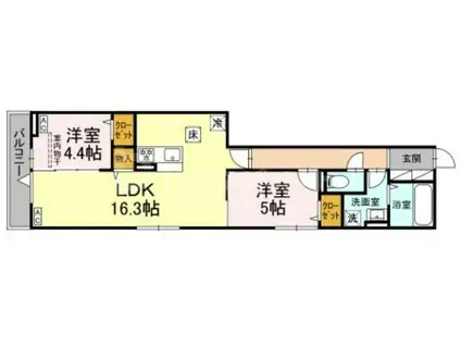 グラナーデ東伊興(2LDK/1階)の間取り写真