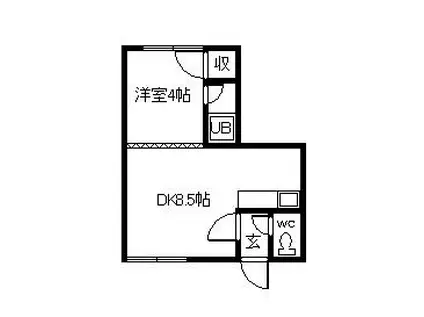 イヴィーサAB棟(1DK/2階)の間取り写真