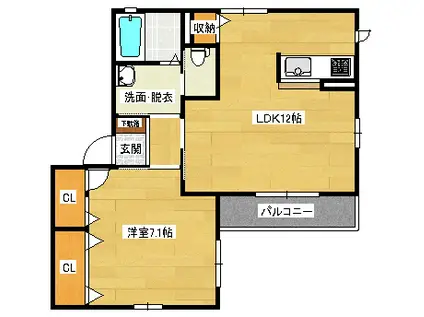 クレールメゾン(1LDK/2階)の間取り写真