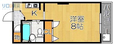 バイオレットキャッスルイン宝塚(1K/2階)の間取り写真