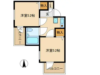 ミングルAP立花一番館(2K/3階)の間取り写真